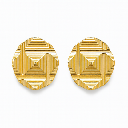 Round gold stud earring