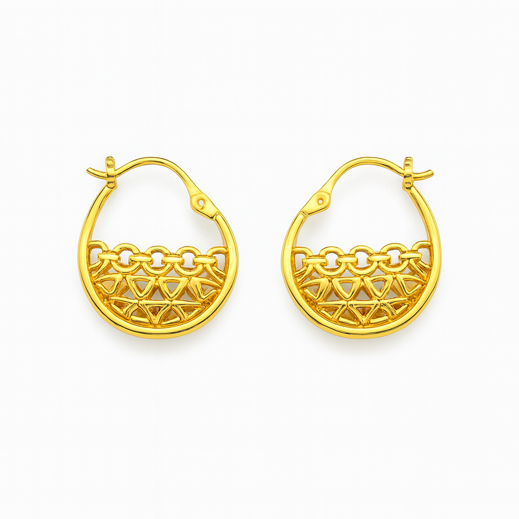 Gold Plated New Basket Style Loop Earring