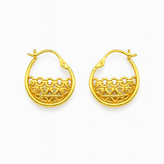 Gold Plated New Basket Style Loop Earring