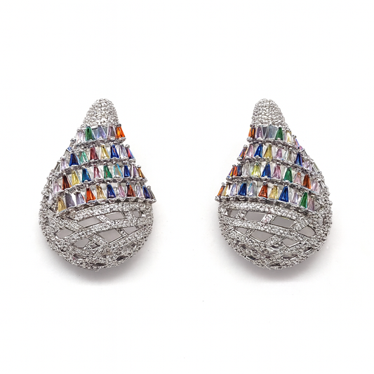 Multi color Zircon CZ Stones Large Water Drop Chunky Earring