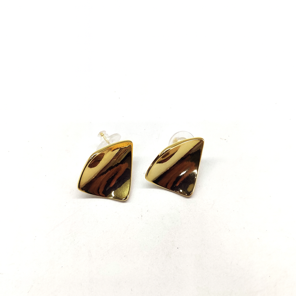 Triangle shaped gold stud earring