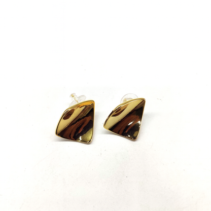 Triangle shaped gold stud earring