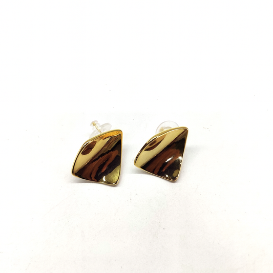 Triangle shaped gold stud earring