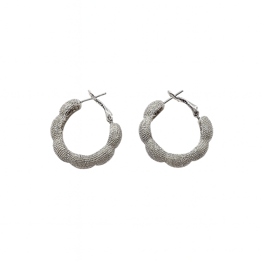 Sliver Cubic Diamonds With Round Shape Fashion Stud Earring