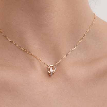 Cubic Diamonds With Round Ring Pedant Necklace