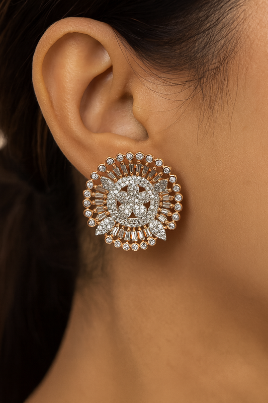 Round shaped rose gold stud