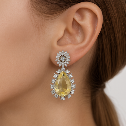 Citrine stone drop earring