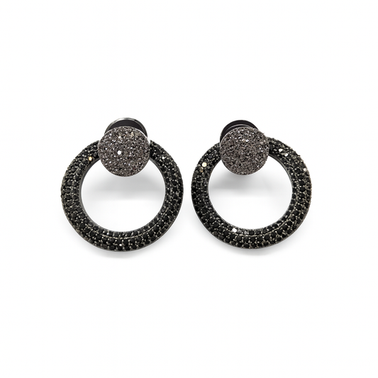 Blue quartz with black rhodium dangle earring