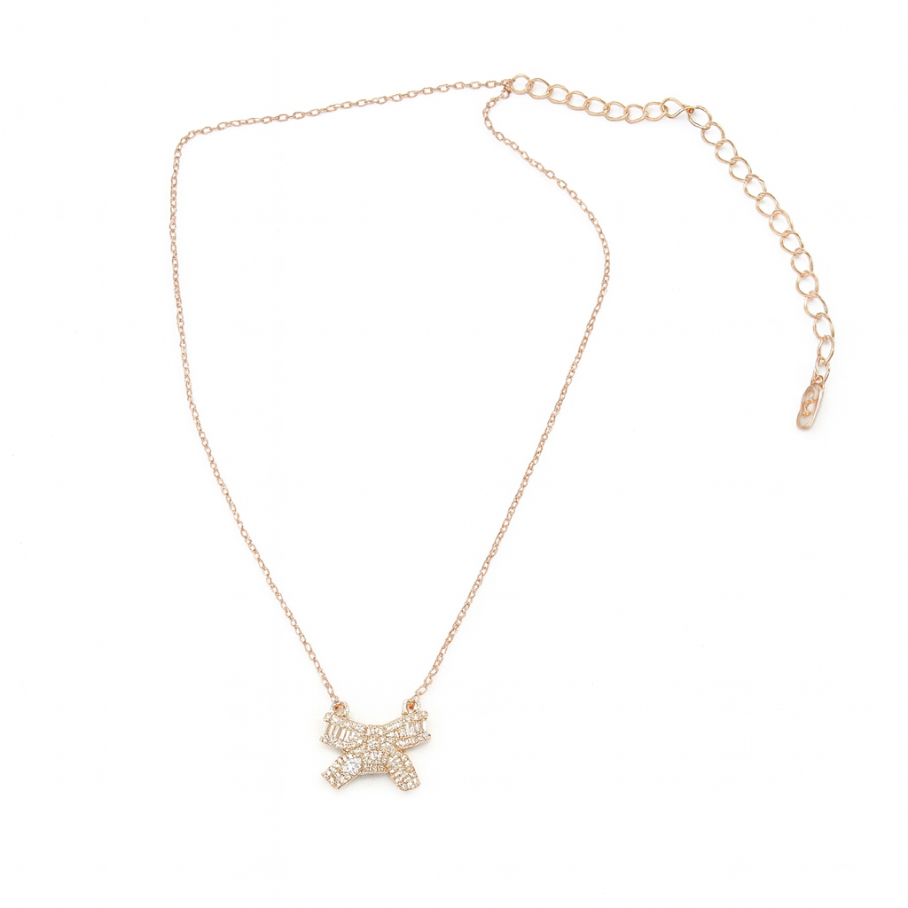 Cubic Diamonds With Blow Shape Pedant Necklace For Women