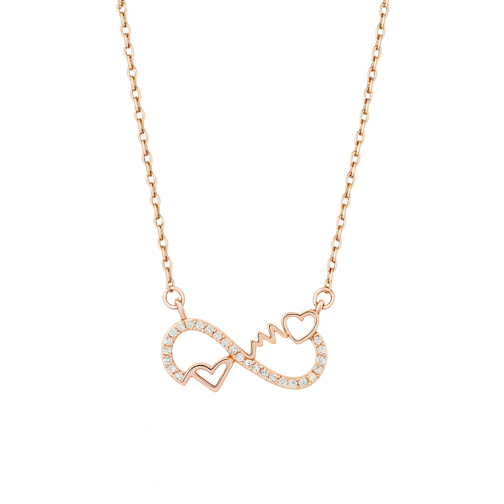 Infinty design pendant rose gold necklace