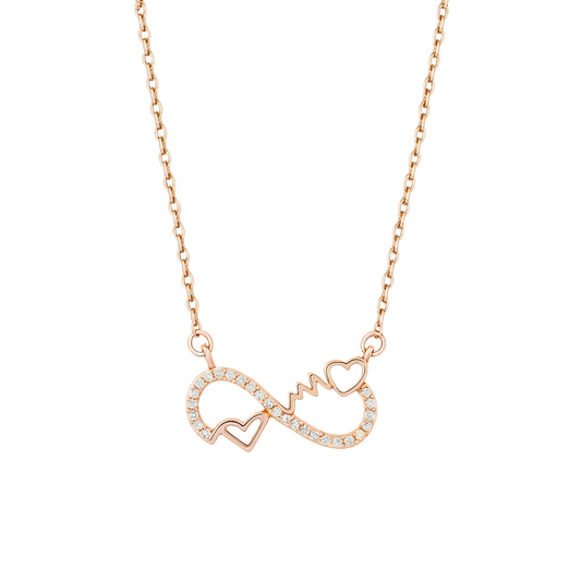 Infinty design pendant rose gold necklace