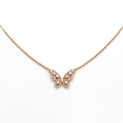 Butterfly Shape With Cubic Diamonds Pedant Necklace