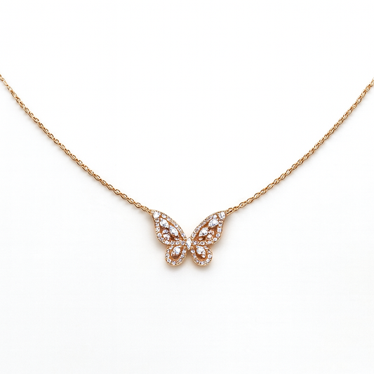 Butterfly Shape With Cubic Diamonds Pedant Necklace