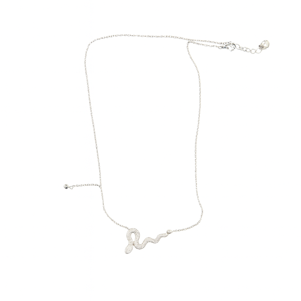 White Diamonds Snake Style Pendant Necklace