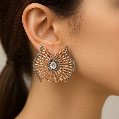 Butterfly designer rose gold earring