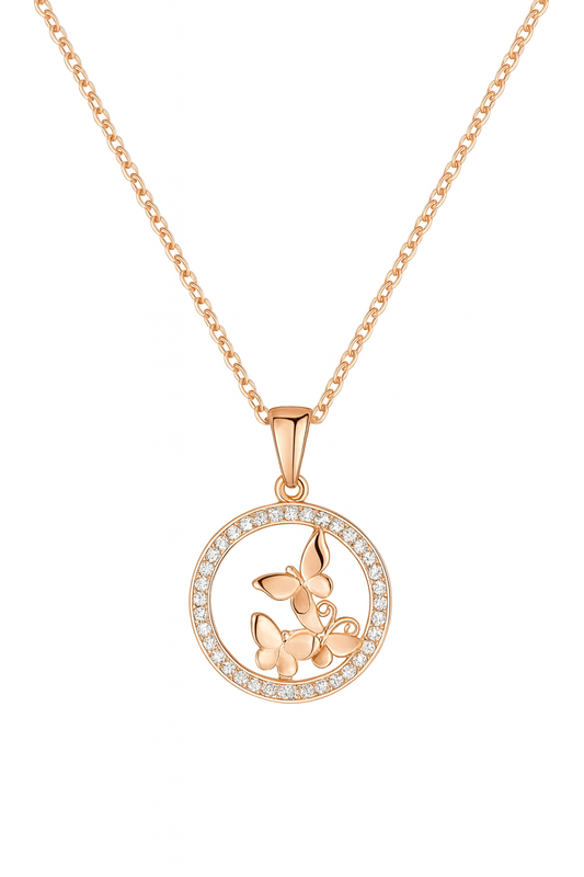 trendy circle pendant rose gold necklace