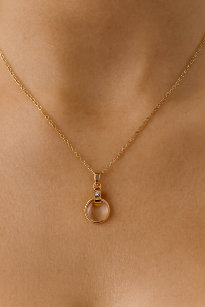 oval shape pendent rose gold necklace