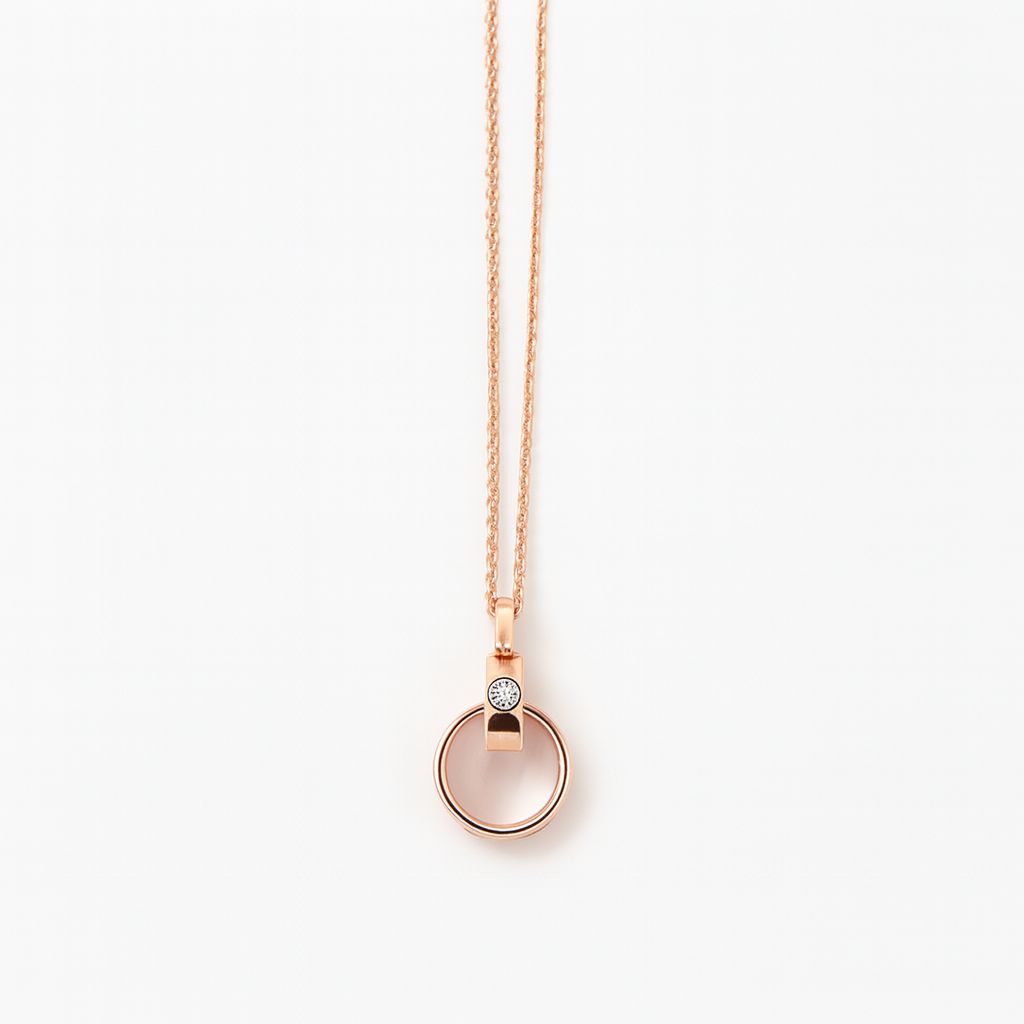 oval shape pendent rose gold necklace