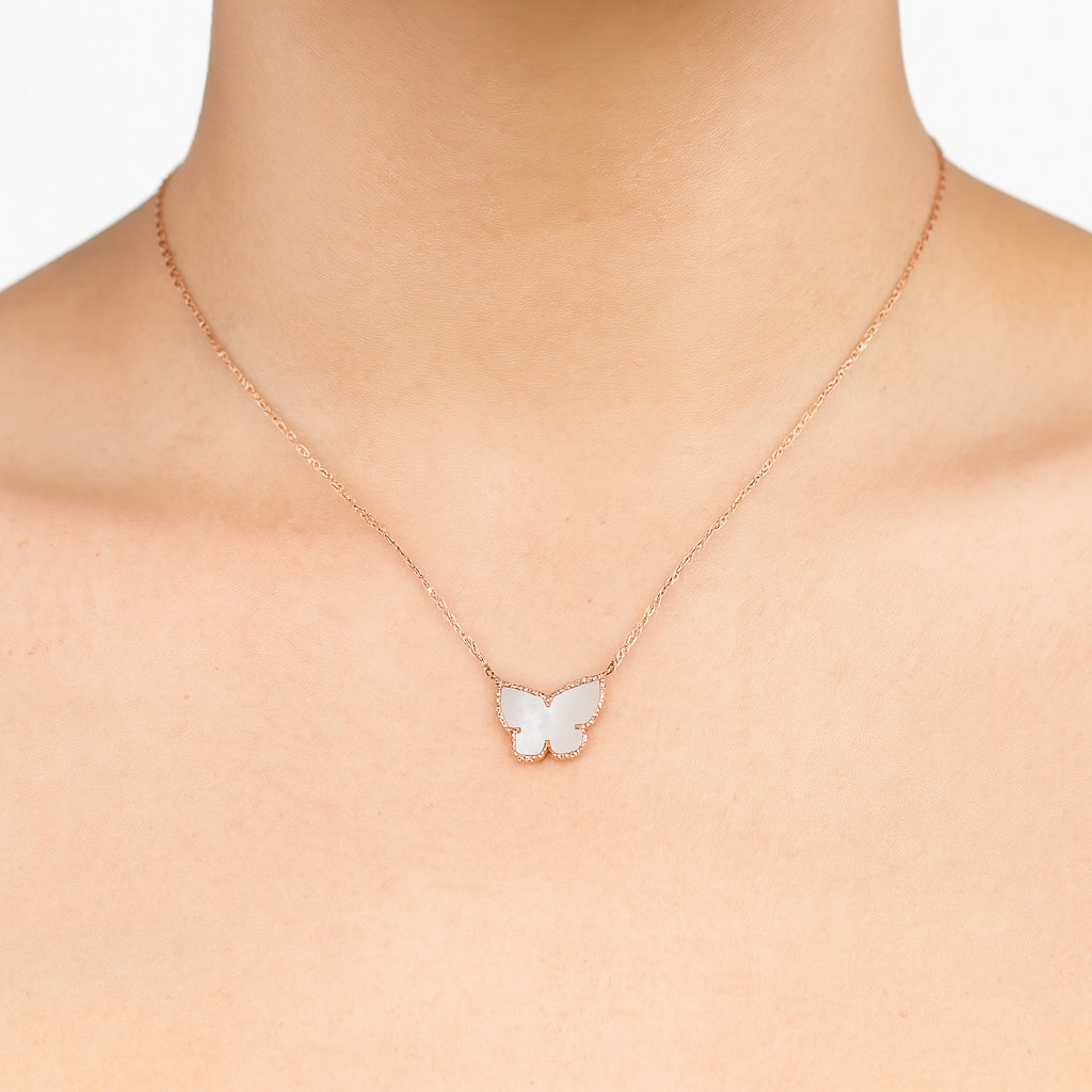Butterfly rose gold necklace
