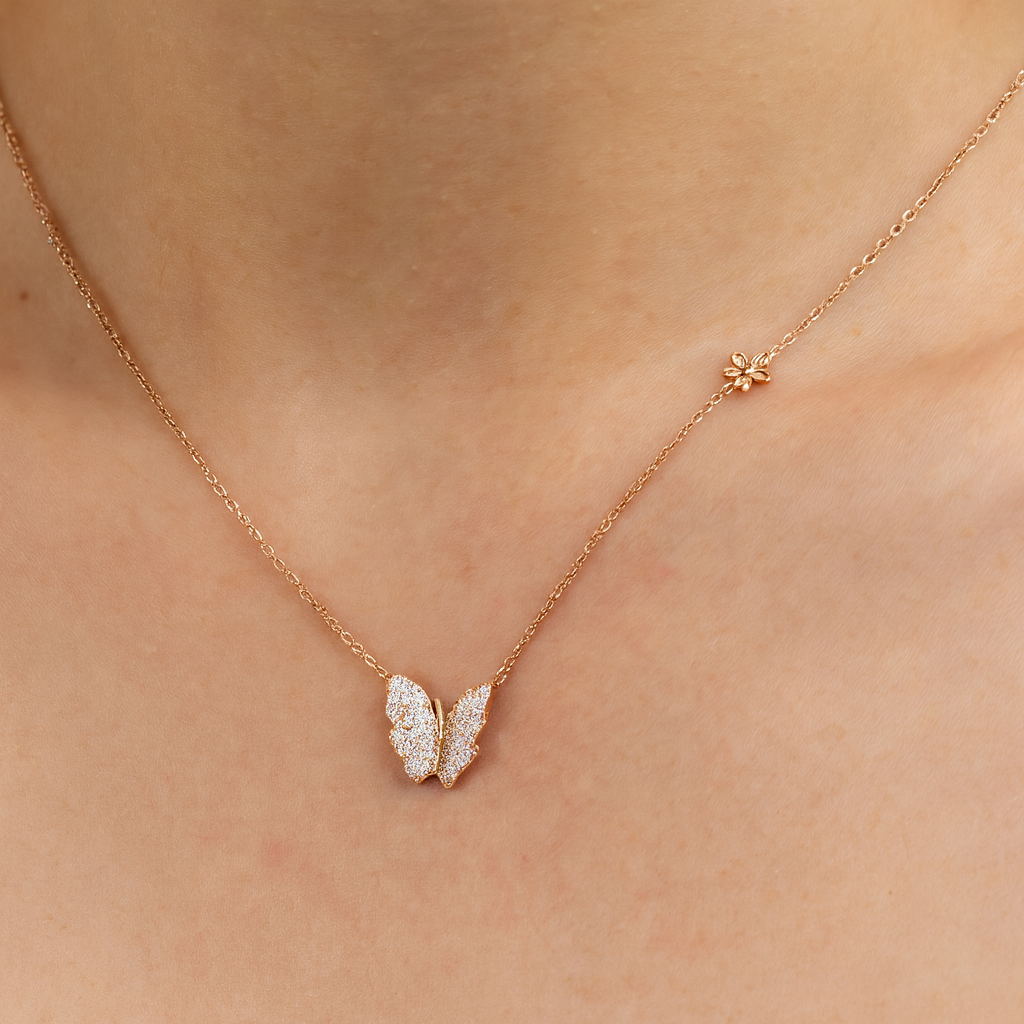 Simple Butterfly Style Pedant Necklace