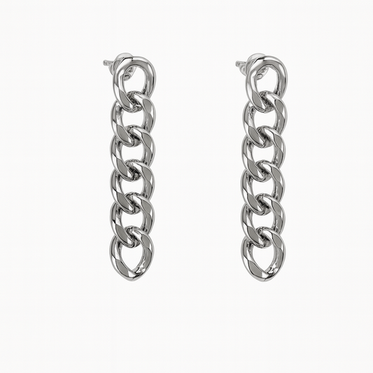 Silver chain design earring