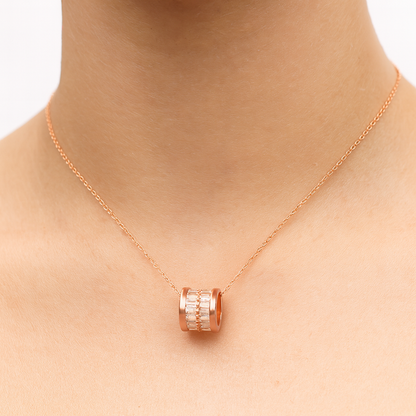 White crystal rose gold necklace