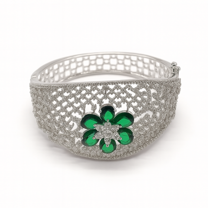 Silver crystal flower layered diamond plum tennis chain alloy bracelet for diamonds