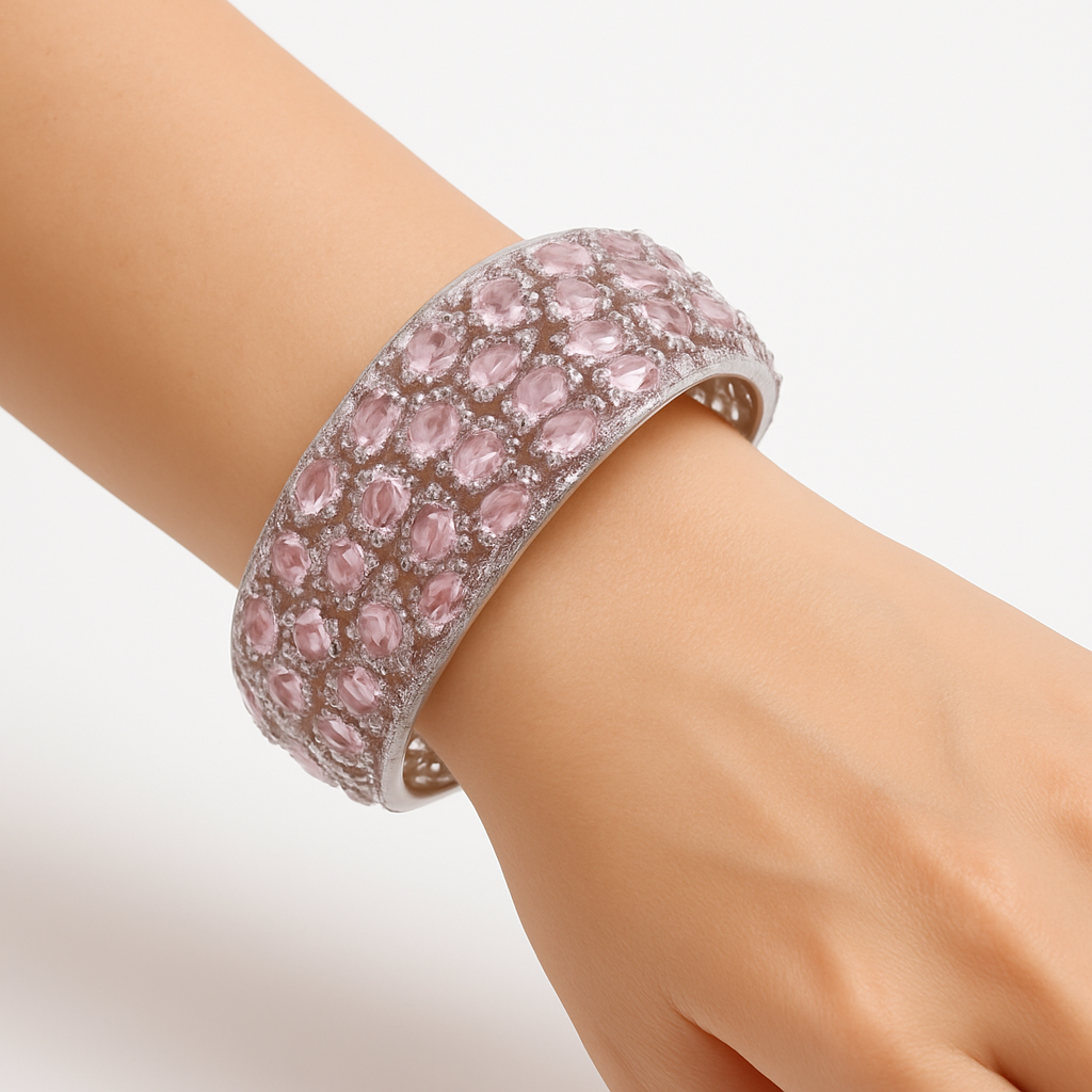 Rashionable new style pink zirconia diamonds bangles for women