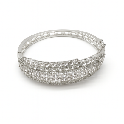 White gold custom pear cut diamond bangle for women