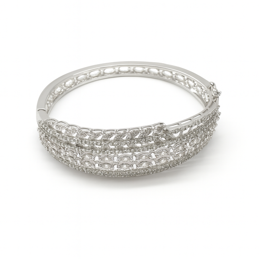 White gold custom pear cut diamond bangle for women