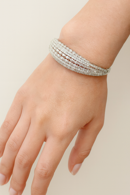 White gold custom pear cut diamond bangle for women