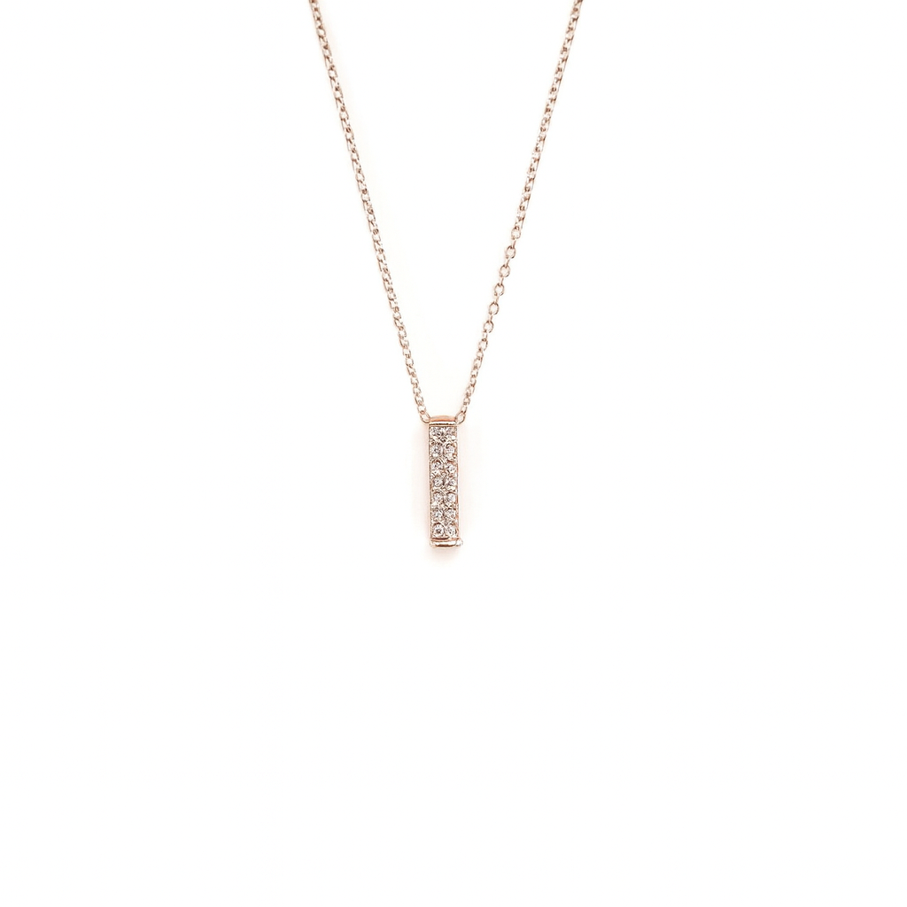 White diamond line squer pendant necklace