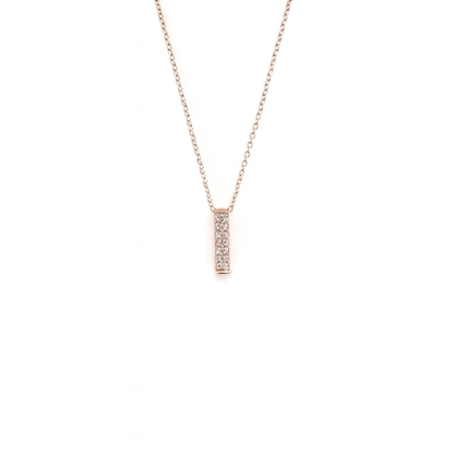 White diamond line squer pendant necklace