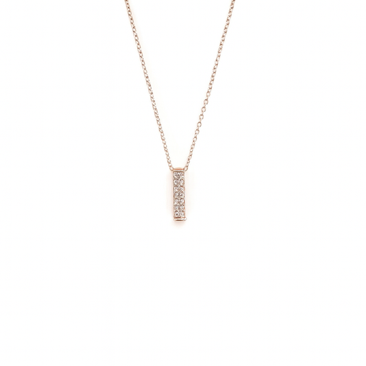 White diamond line squer pendant necklace