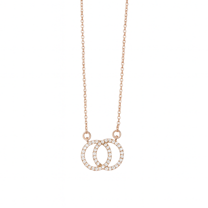 Double circle rose gold necklace with diamonds