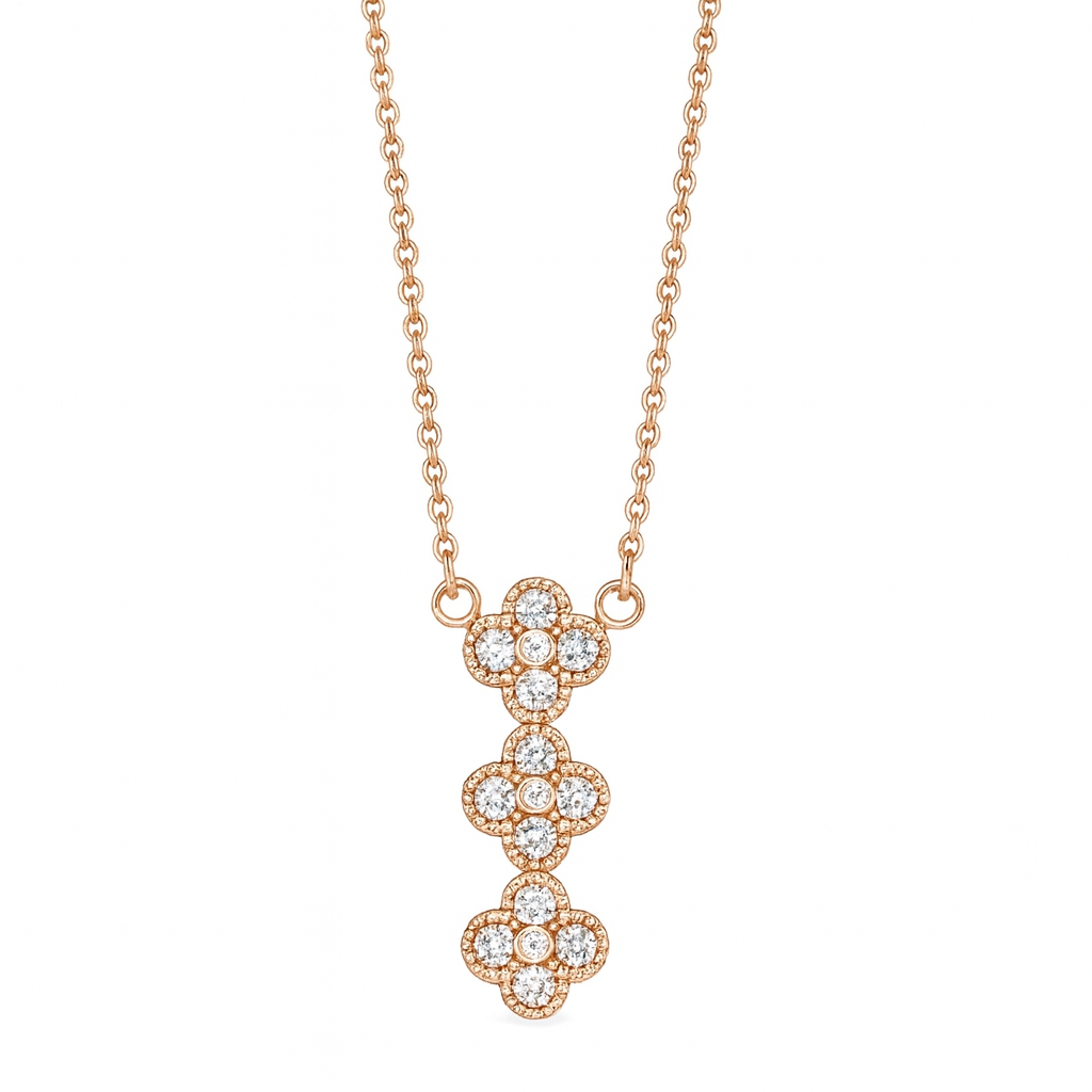 Triple squre rose gold necklace