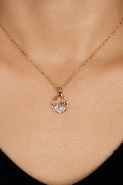 small bird pendat with rose gold chain necklace