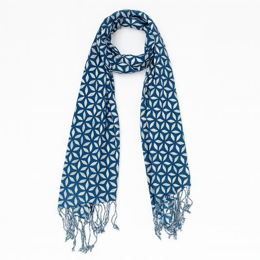 flower printed blue scarf
