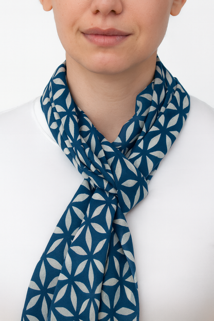 flower printed blue scarf