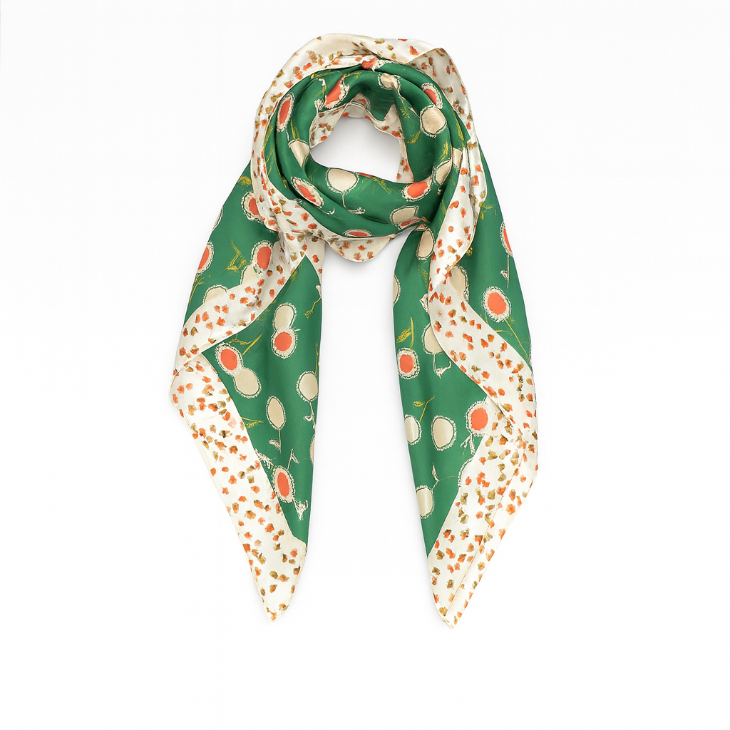 green colour orange print scarf