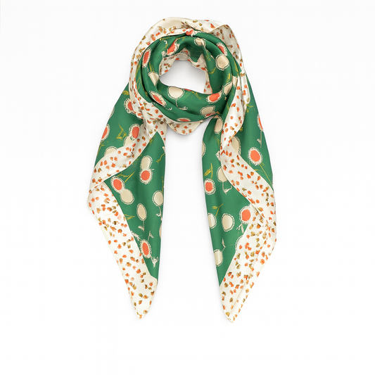 green colour orange print scarf