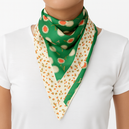 green colour orange print scarf