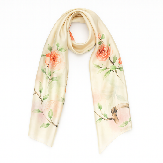 beautiful rose on silk smooth scarf