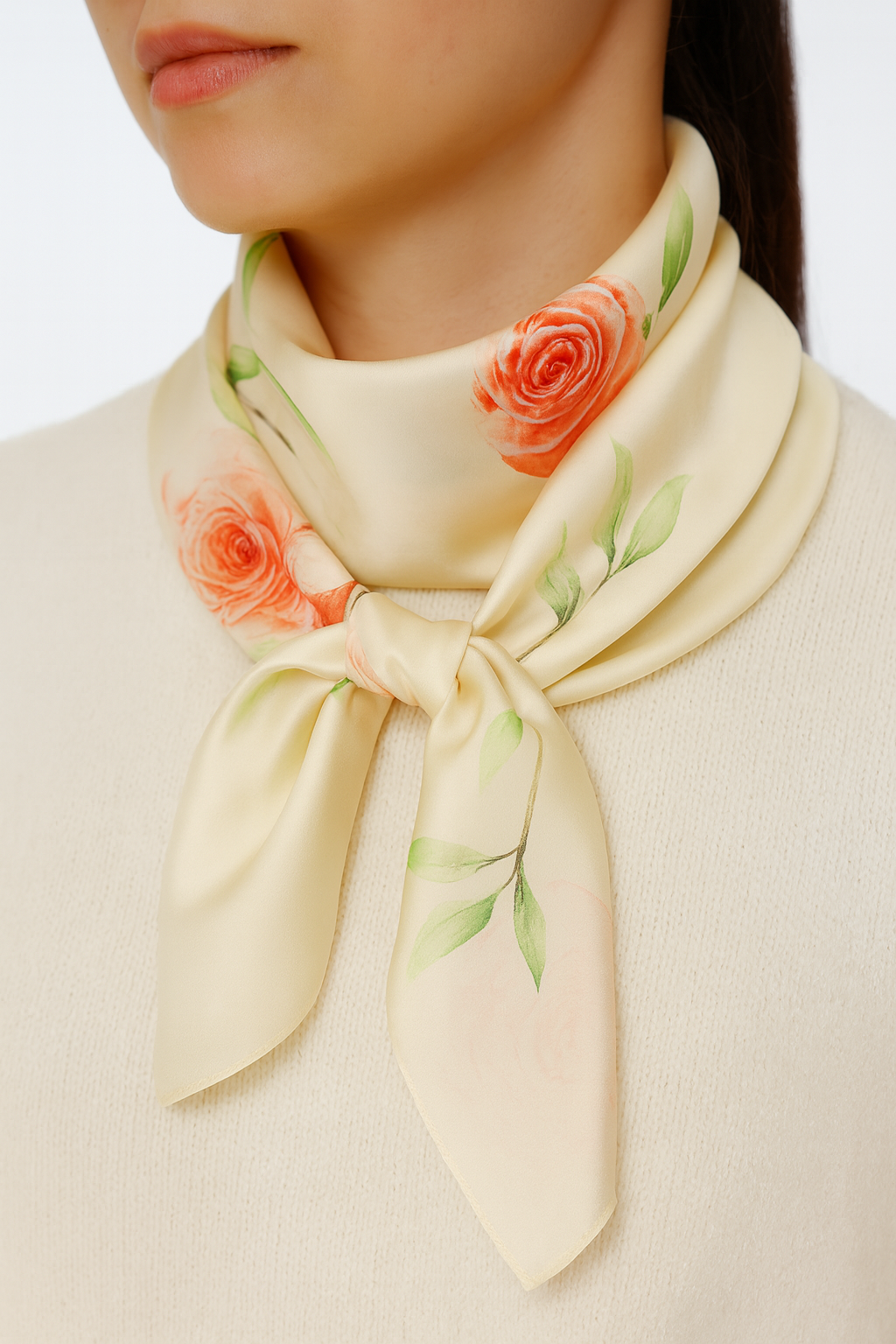 beautiful rose on silk smooth scarf