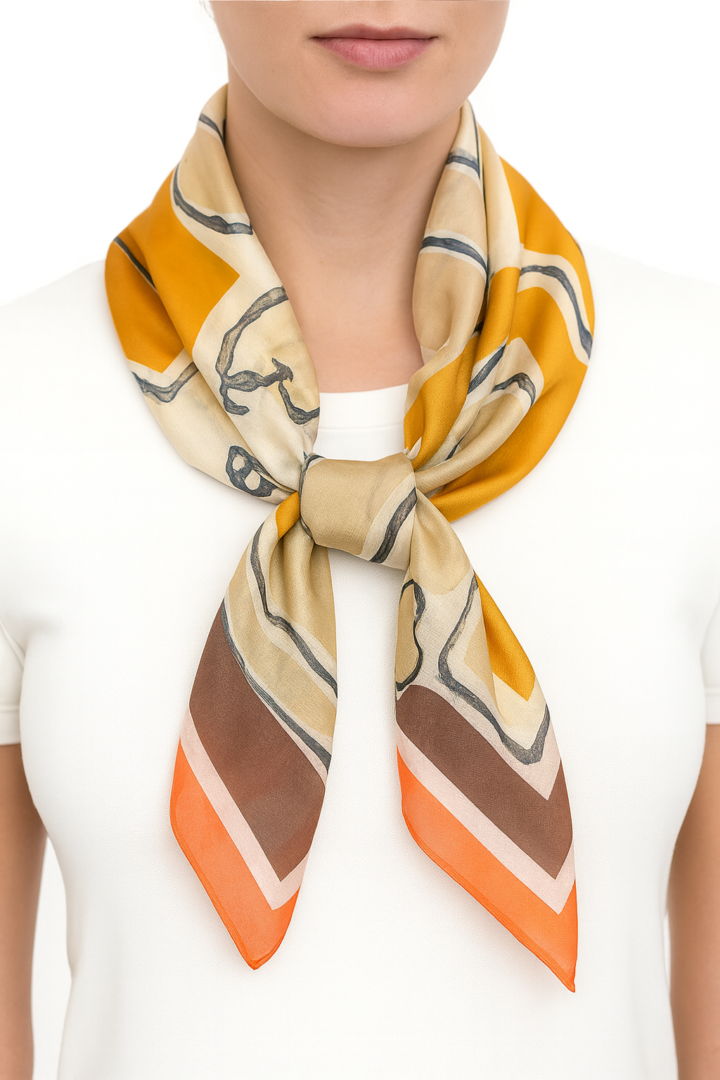 brown and yellow colour scarf