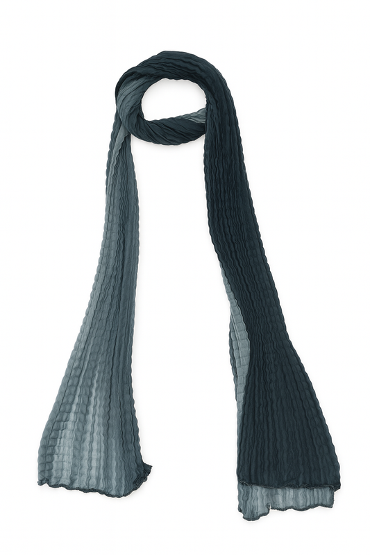 Summer Pleated Shawl Grey Black Color Crinkle Scarf