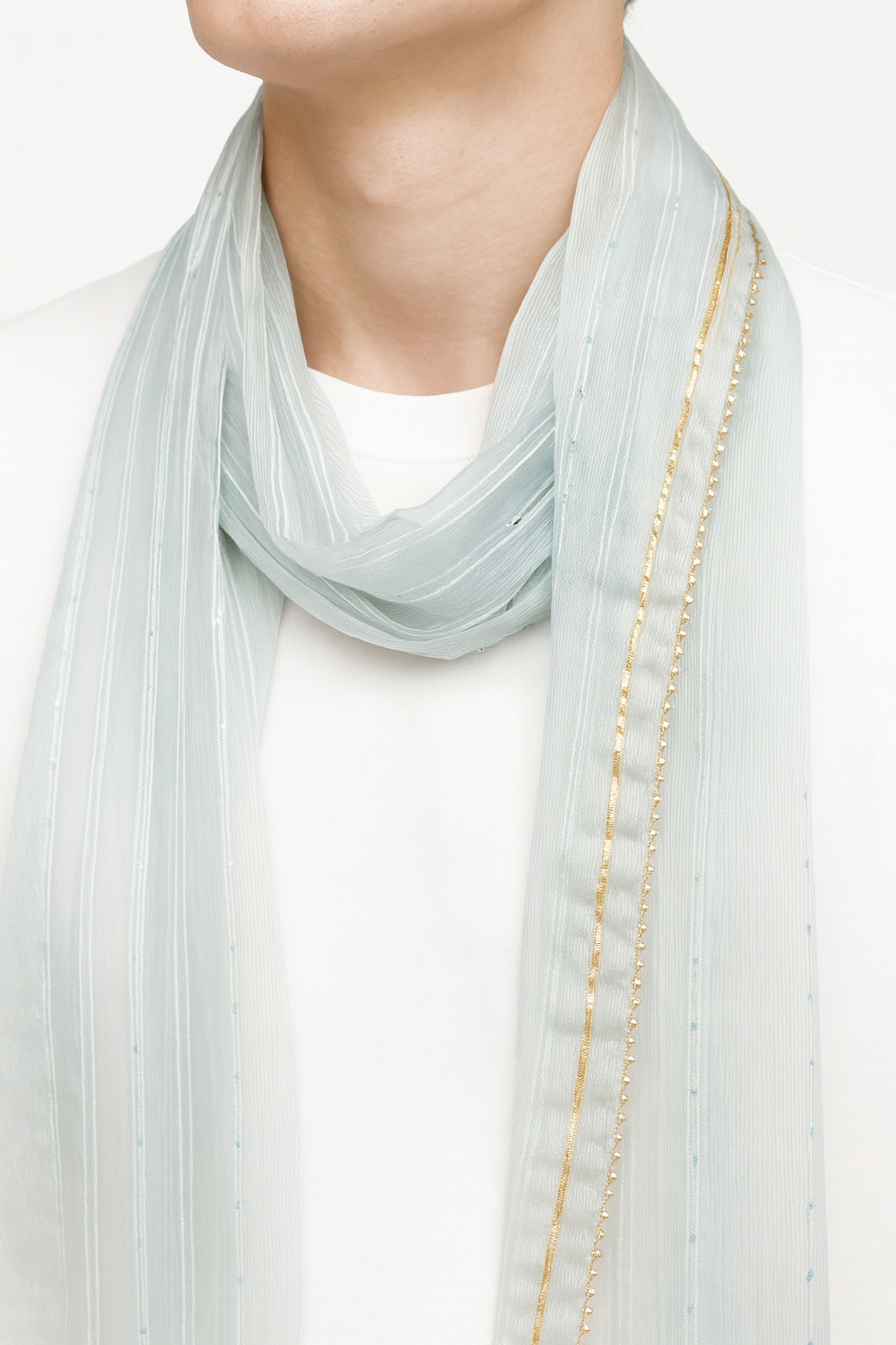 Golden colour border grey scarf