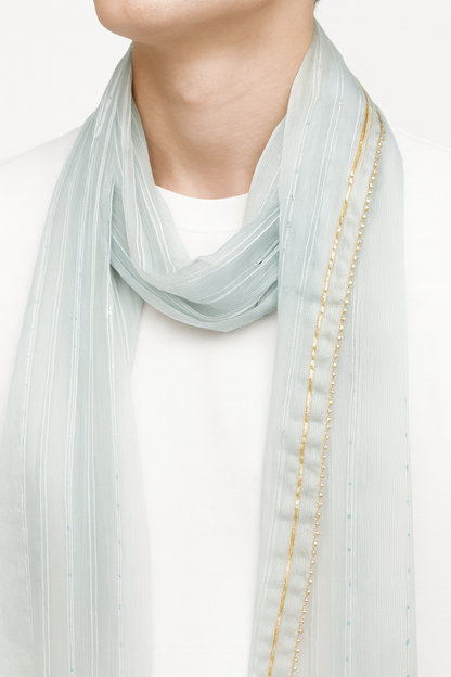 Golden colour border grey scarf