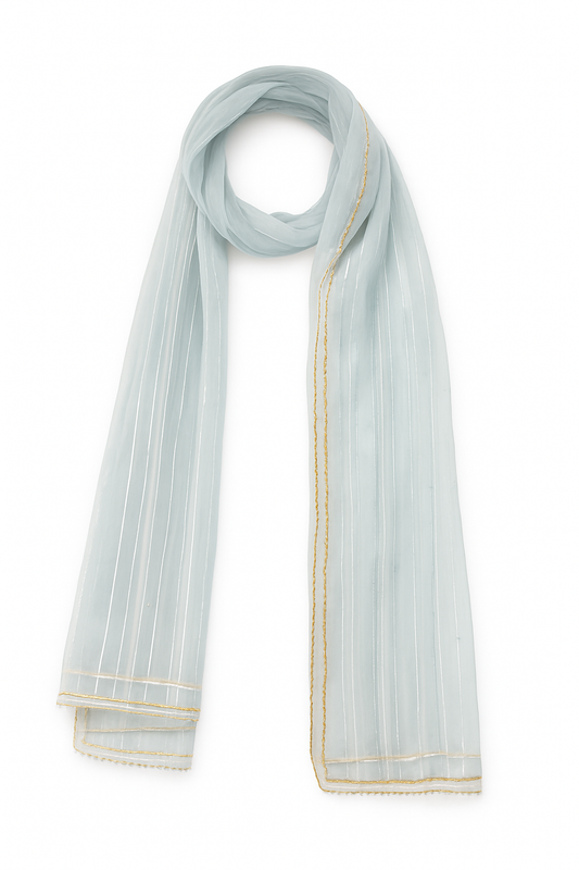 Golden colour border grey scarf