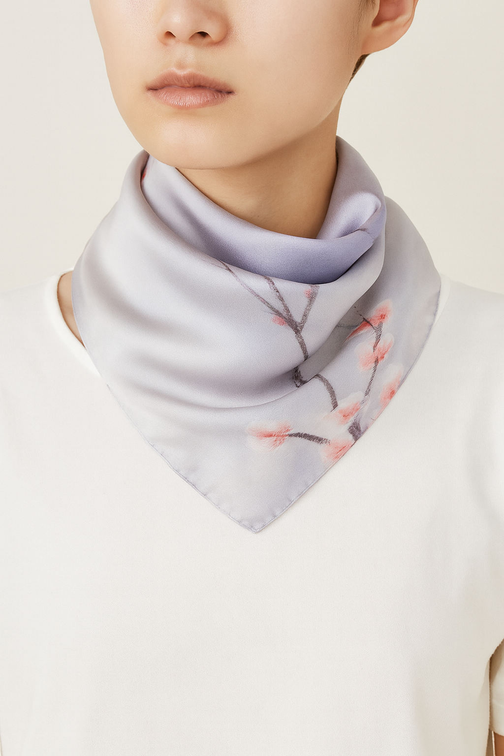 Grey colour tree print scarf
